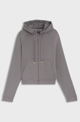 Interlock zip-up hoodie with monogram details, Grey