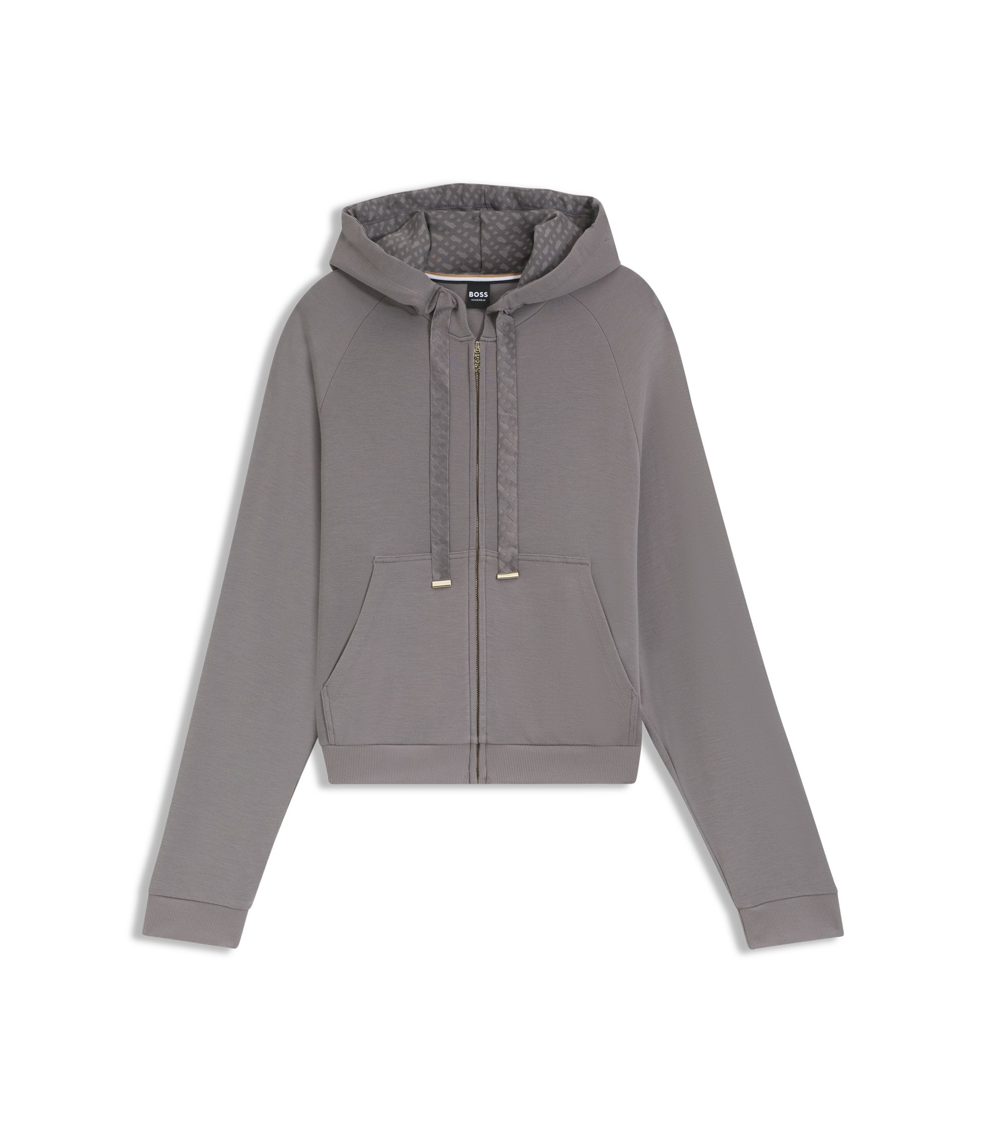 BOSS - Interlock zip-up hoodie with monogram details - Grey