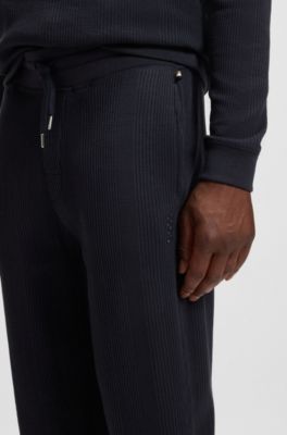 Cotton-blend tracksuit bottoms with embroidered logo, Dark Blue