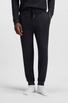 Cotton-blend tracksuit bottoms with embroidered logo, Dark Blue
