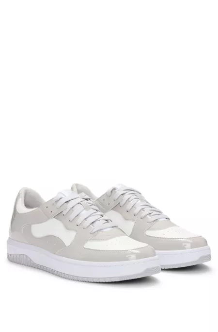Trainers with patent faux leather