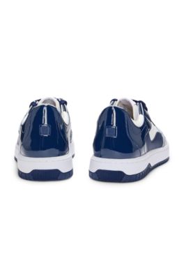 Trainers with patent faux leather, White / Blue