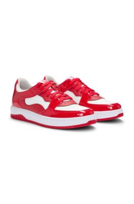 Trainers with patent faux leather, Red