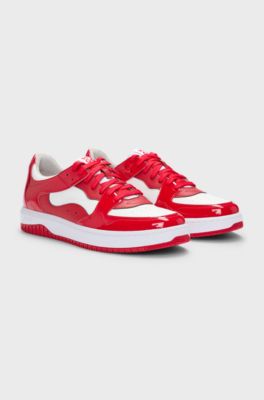 Trainers with patent faux leather, Red