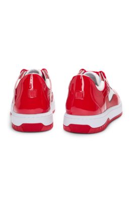 Trainers with patent faux leather, Red
