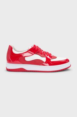 Trainers with patent faux leather, Red