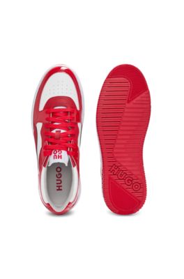 Trainers with patent faux leather, Red