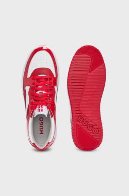 Trainers with patent faux leather, Red