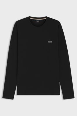 Ottoman pyjama T-shirt with embroidered logo, Black