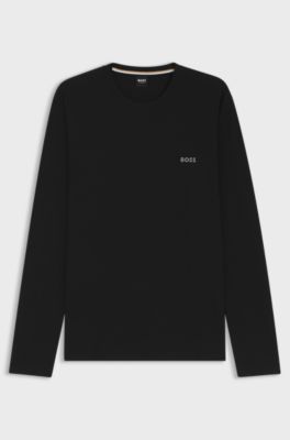 Ottoman pyjama T-shirt with embroidered logo, Black