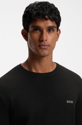 Ottoman pyjama T-shirt with embroidered logo, Black