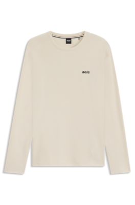 Pyjamashirt van een katoenmix met wafelstructuur, Wit