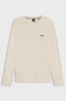 T-shirt de pyjama en jersey ottoman avec logo brod&eacute;, Blanc