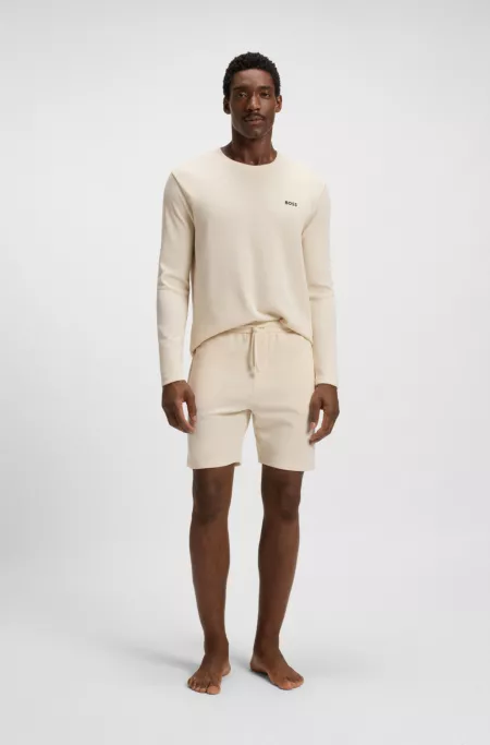Waffle-structured pyjama T-shirt in a cotton blend