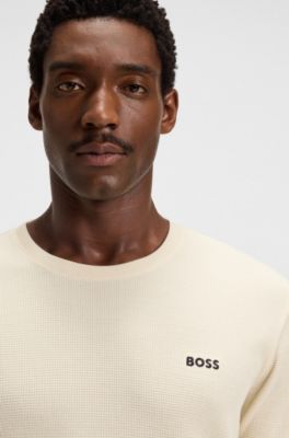 Ottoman pyjama T-shirt with embroidered logo, White