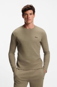 Ottoman pyjama T-shirt with embroidered logo, Light Brown