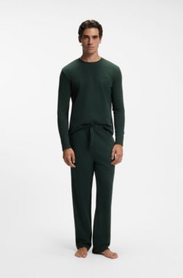 Ottoman pyjama T-shirt with embroidered logo, Dark Green