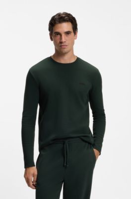 Ottoman pyjama T-shirt with embroidered logo, Dark Green