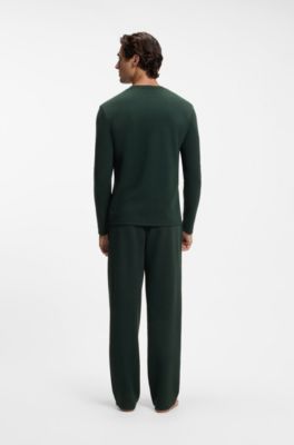 Ottoman pyjama T-shirt with embroidered logo, Dark Green