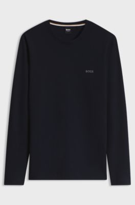Ottoman pyjama T-shirt with embroidered logo, Dark Blue