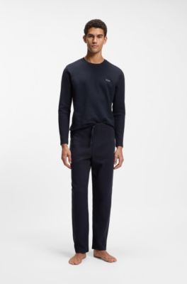 Ottoman pyjama T-shirt with embroidered logo, Dark Blue
