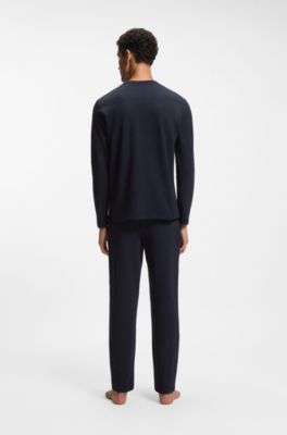 Ottoman pyjama T-shirt with embroidered logo, Dark Blue