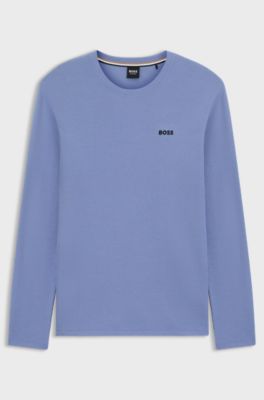 T-shirt del pigiama in ottoman con logo ricamato, Blu