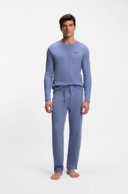 Ottoman pyjama T-shirt with embroidered logo, Blue