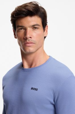 T-shirt del pigiama in ottoman con logo ricamato, Blu