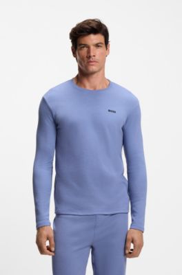 T-shirt del pigiama in ottoman con logo ricamato, Blu
