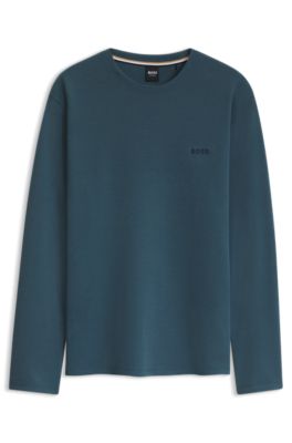 Ottoman pyjama T-shirt with embroidered logo, Blue