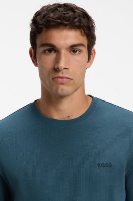 Ottoman pyjama T-shirt with embroidered logo, Blue