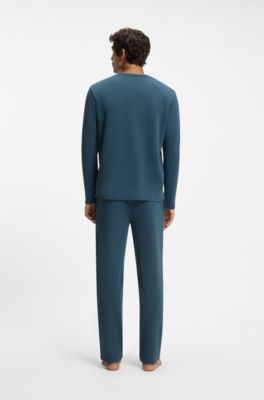 Ottoman pyjama T-shirt with embroidered logo, Blue