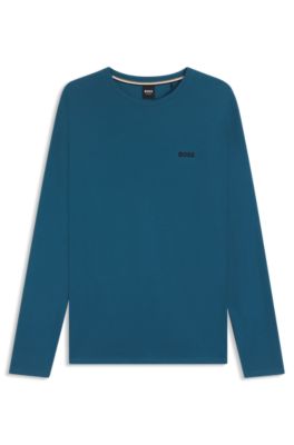 Ottoman pyjama T-shirt with embroidered logo, Blue