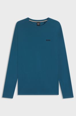 Ottoman pyjama T-shirt with embroidered logo, Blue