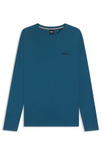 Pyjamashirt van een katoenmix met wafelstructuur, Blauw