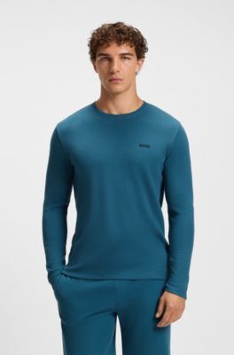 Ottoman pyjama T-shirt with embroidered logo, Blue