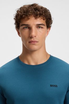 Ottoman pyjama T-shirt with embroidered logo, Blue