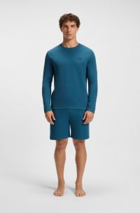 Pyjamashirt van een katoenmix met wafelstructuur, Blauw