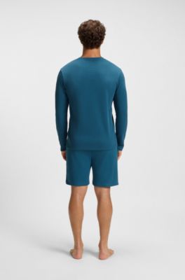 Ottoman pyjama T-shirt with embroidered logo, Blue