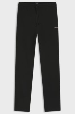 Cotton-blend pyjama bottoms with embroidered logo, Black