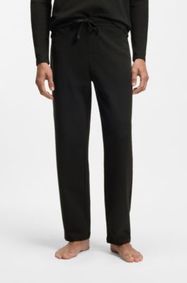 Bas de pyjama en coton m&eacute;lang&eacute; avec logo brod&eacute;, Noir