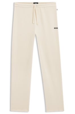 Cotton-blend pyjama bottoms with embroidered logo, White
