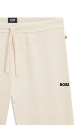 Cotton-blend pyjama bottoms with embroidered logo, White