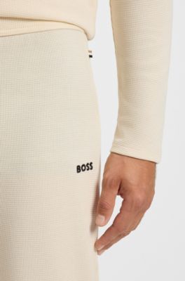 Cotton-blend pyjama bottoms with embroidered logo, White