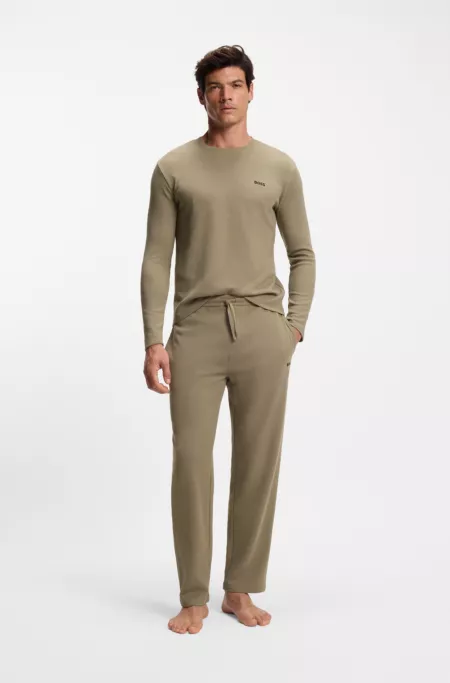 Bas de pyjama en coton mélangé avec logo brodé