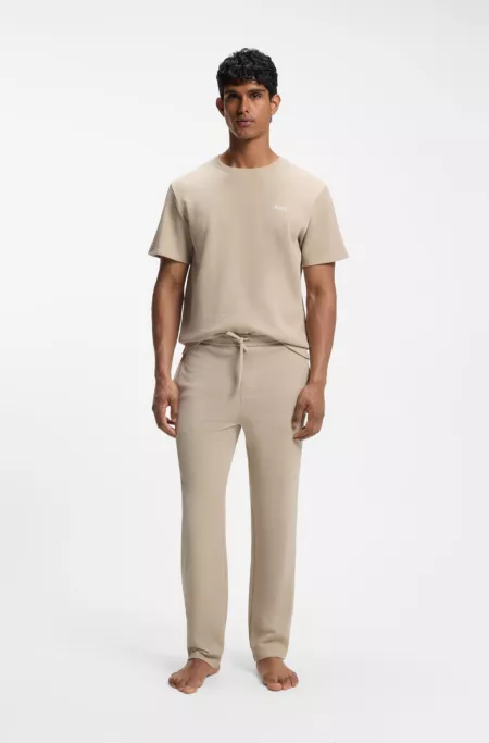 Pyjama-Hose aus Baumwoll-Mix mit gesticktem Logo