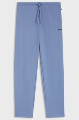 Bas de pyjama en coton m&eacute;lang&eacute; &agrave; logo brod&eacute;, Bleu