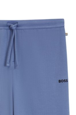 Cotton-blend pyjama bottoms with embroidered logo, Blue