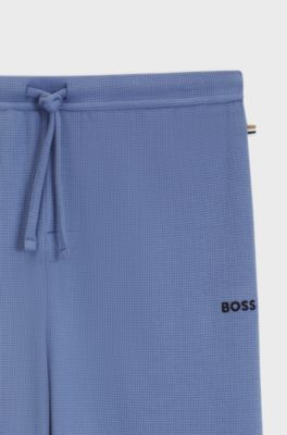 Cotton-blend pyjama bottoms with embroidered logo, Blue